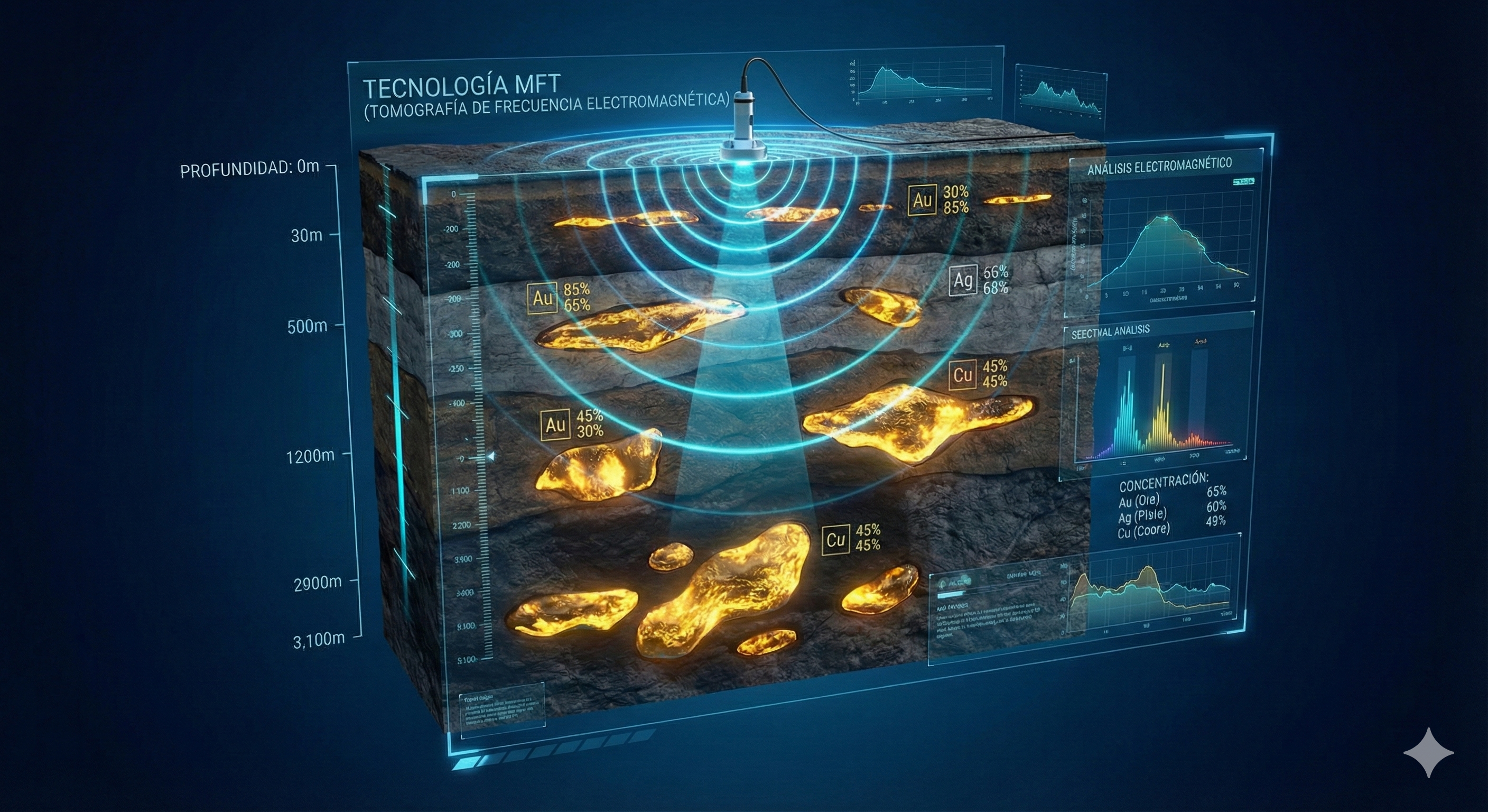 Tecnología MFT - Visualización 3D de depósitos minerales en profundidad