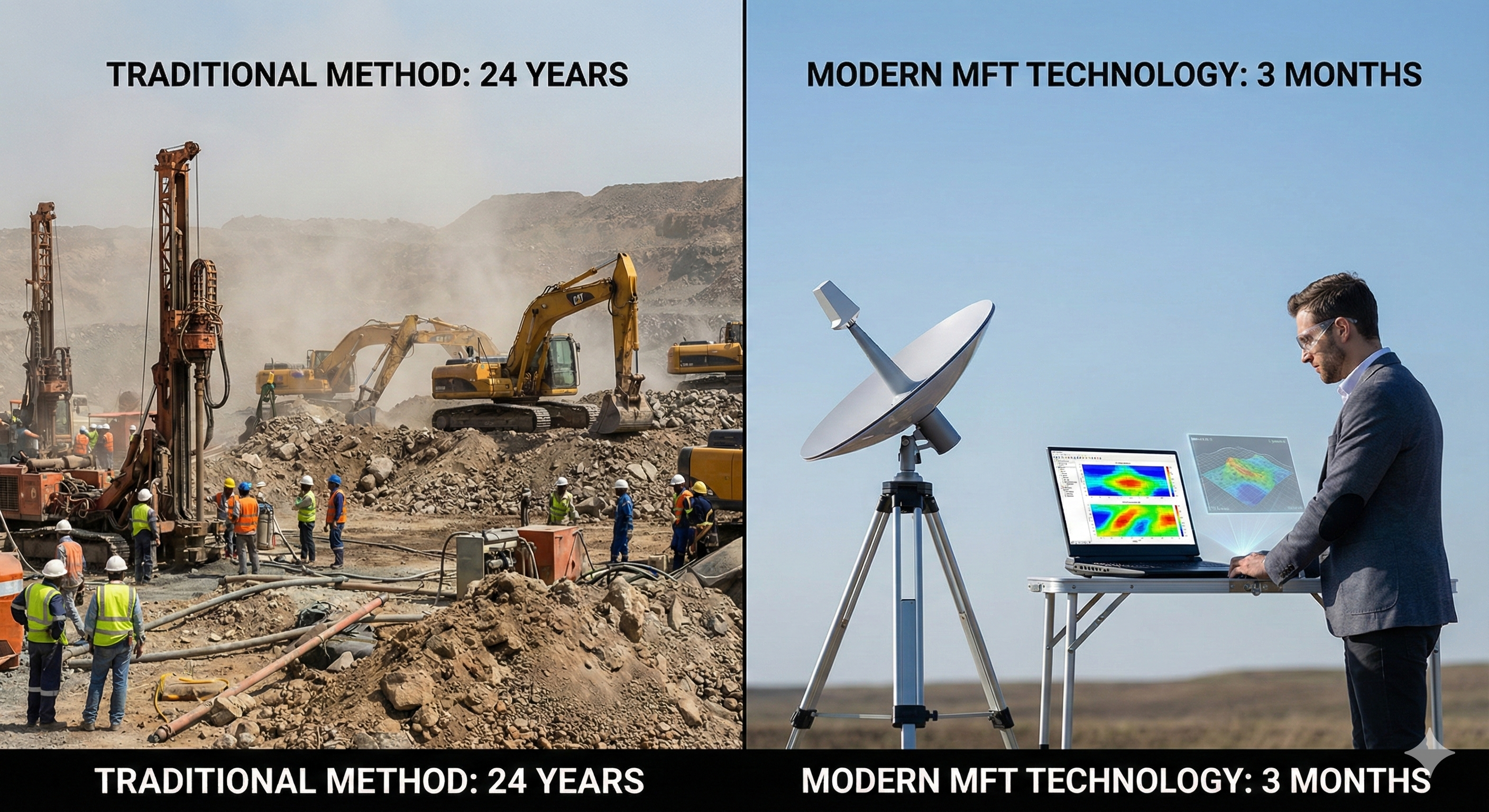 Comparación: Método Tradicional 24 años vs Tecnología MFT 3 meses