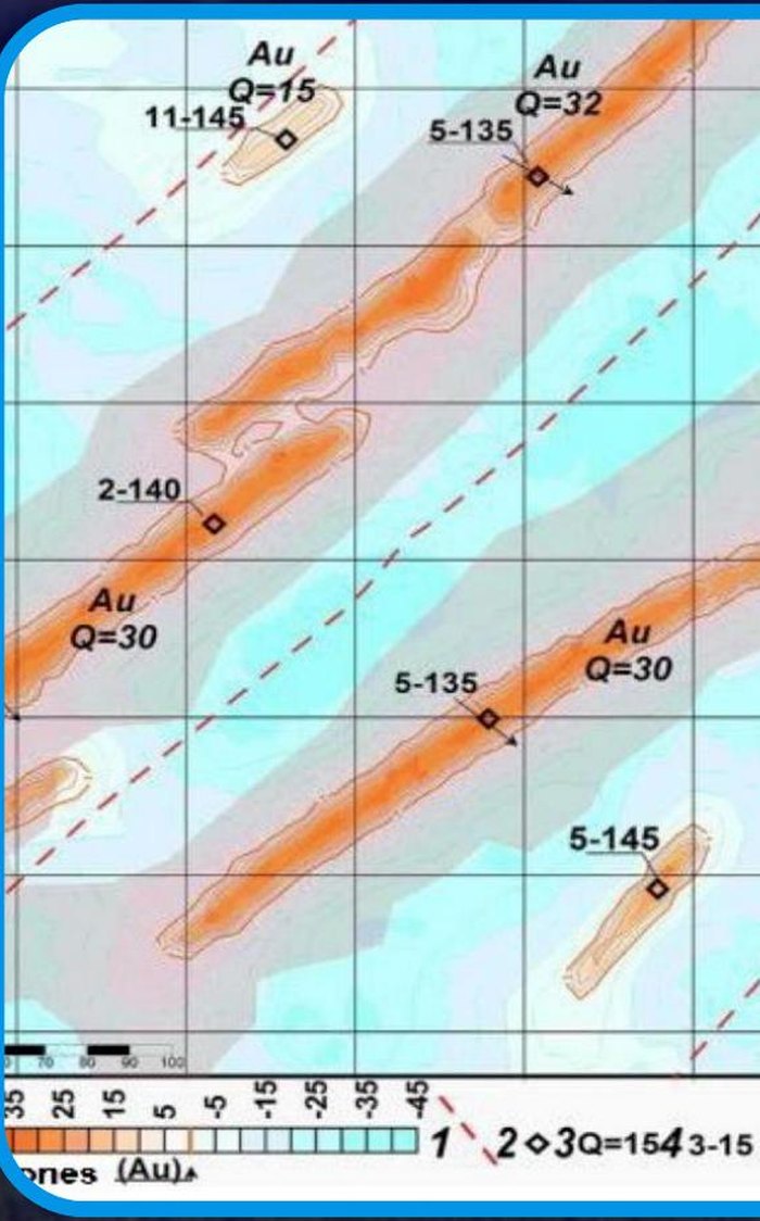 Mapa de vista superior con ubicación y ley del depósito