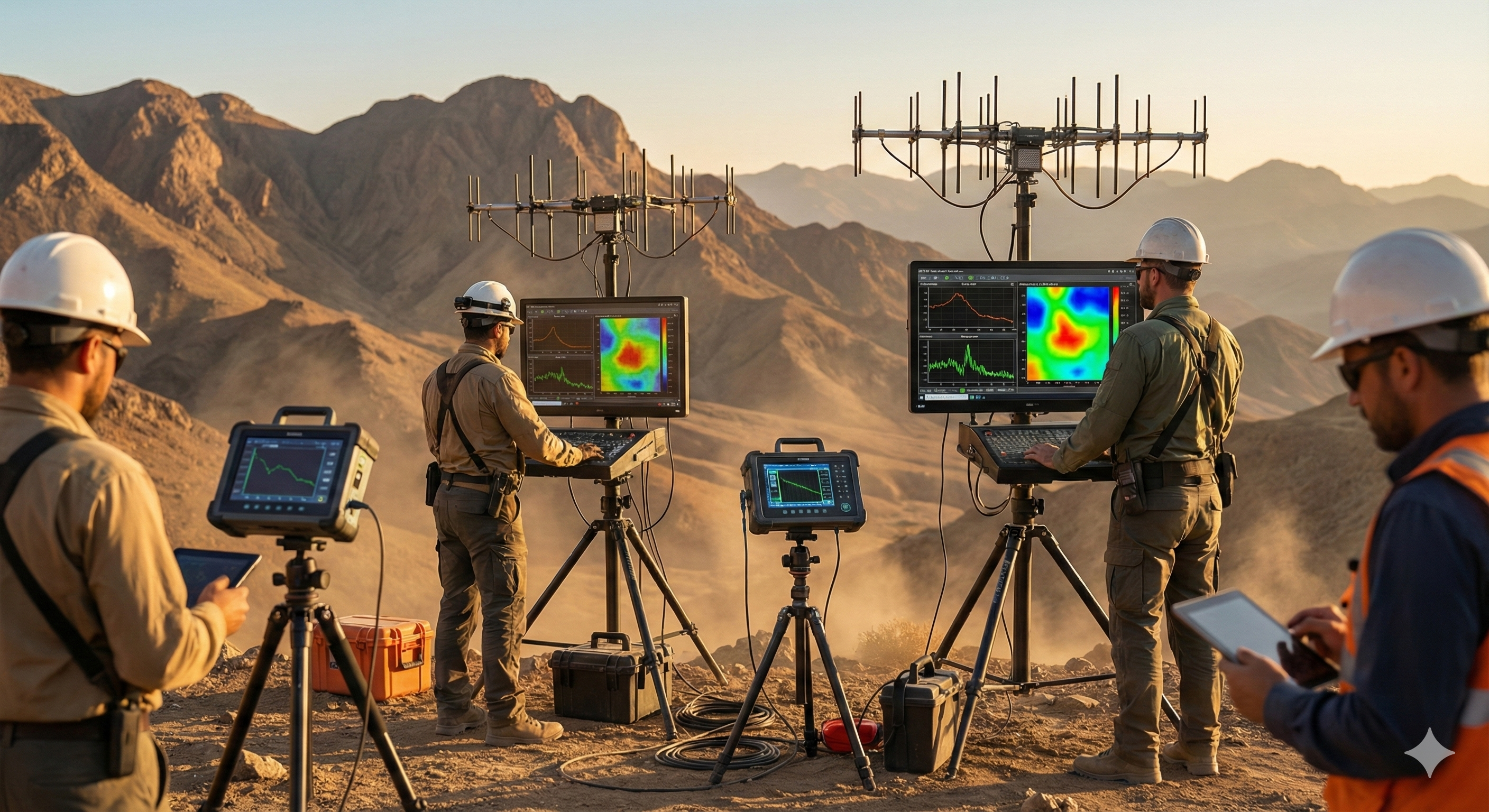 Detección Electromagnética - Equipo de campo MFT con antenas y sistemas de medición